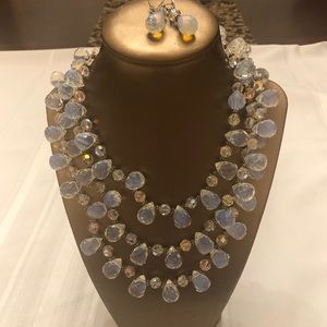 BEAUTIFUL OPALITE SILVER NECKLACE WITH EARRINGS